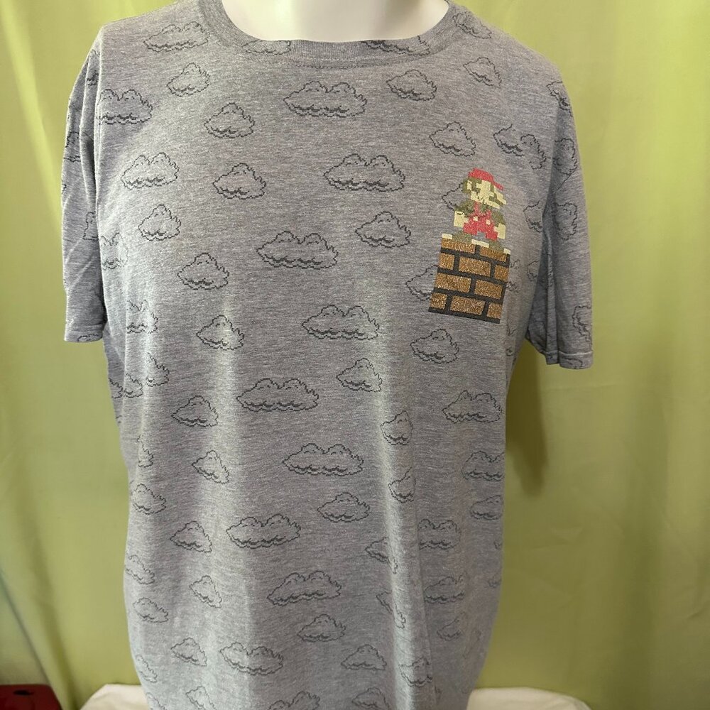 Super Mario Clouds Design Think Geek Men's Gray T Shirt Large